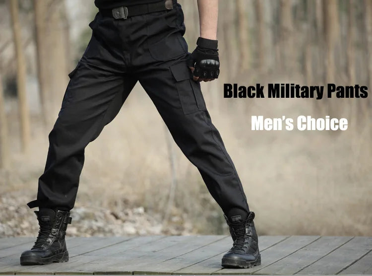 Black Utility Cargo Pants Sweatpants - Durable Work Trousers with Multi-Pockets, Comfort Fit for Outdoor Sports & Daily Casual