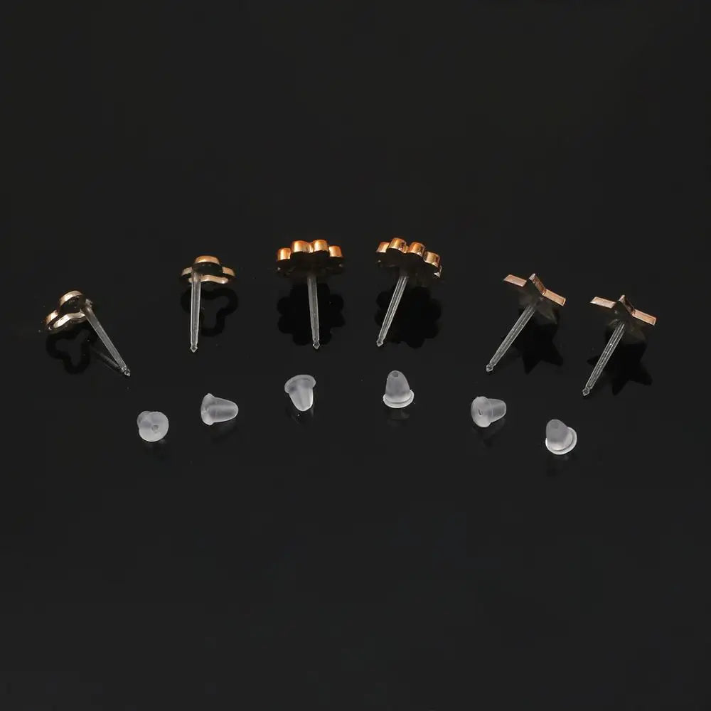 18/36/100Pairs Women Star Moon Small Plastic Stud Earrings Set Girl Children Cartoon Geometric Party Birthday Christmas Jewelry