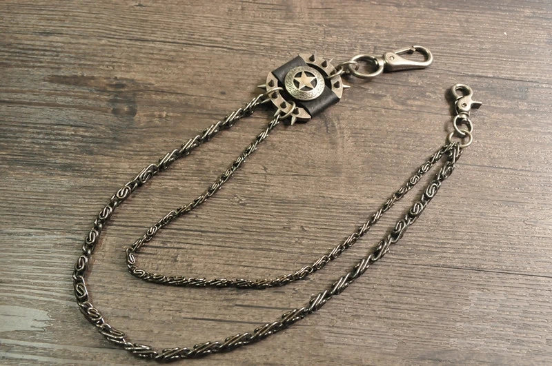 Women Men's Motorcyle Keychain Belt Chains Rock Punk Double chain Cowboy Cowgirls Pants Trousers Chain Biker Wallet Accessories