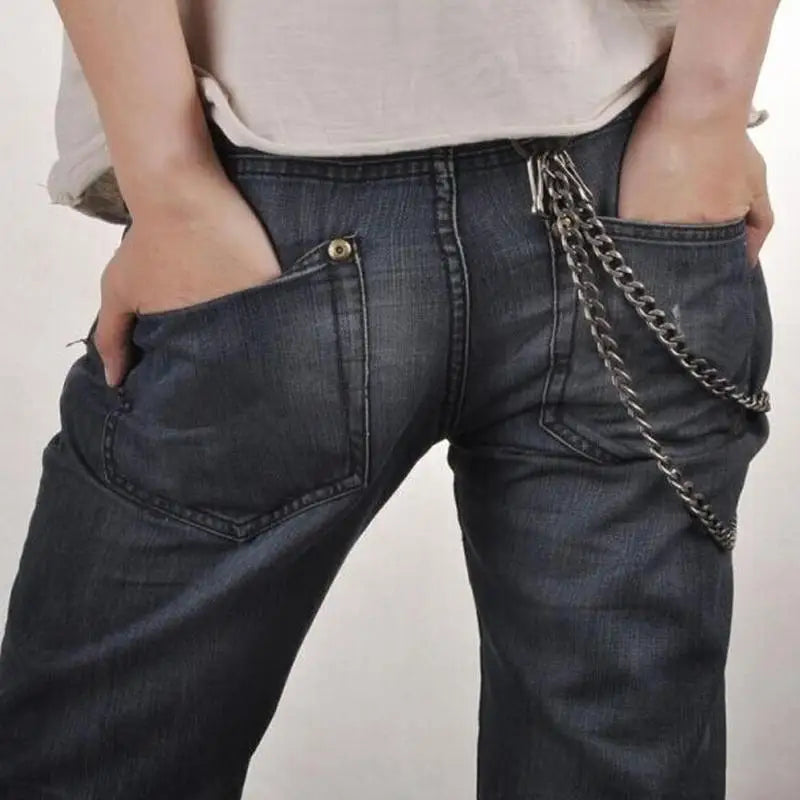 Waist Chain 2 Lines Punk Jean Adjustable Hip-hop Metal Men's Skull Accessories Chain Head Metal Pants Chain Gadgets for Men