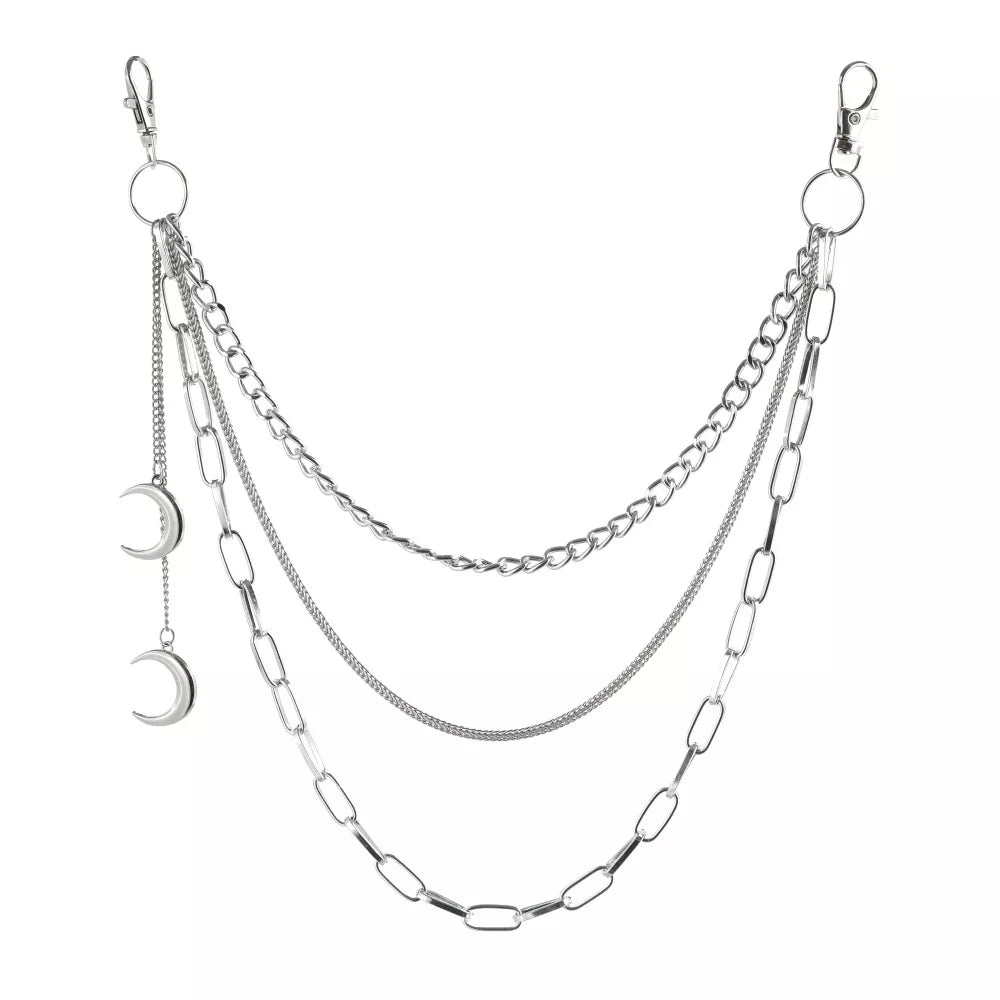 Moon Pendants Chain On The Jeans Pants Women Keychains for Men Unisex Egirl Eboy Harajuku Goth Aesthetic Accessories