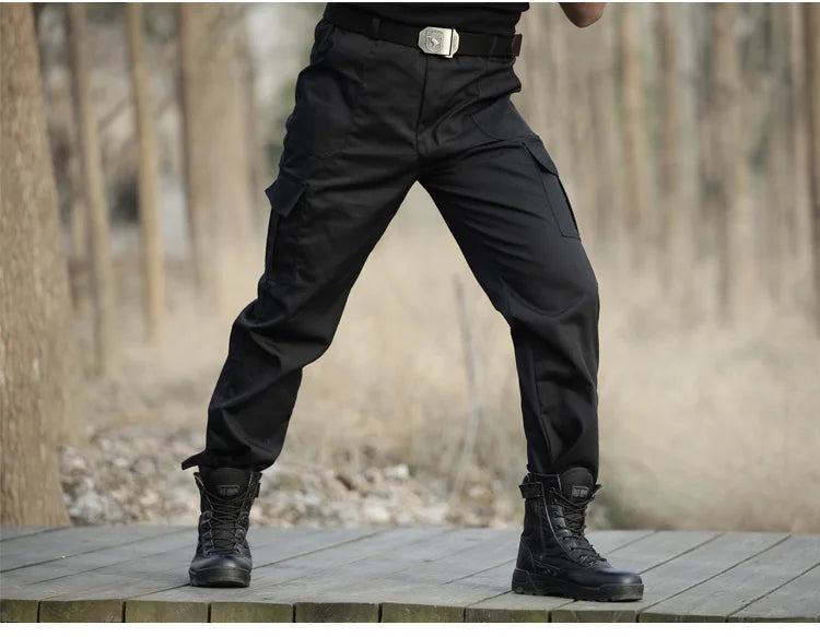 Black Utility Cargo Pants Sweatpants - Durable Work Trousers with Multi-Pockets, Comfort Fit for Outdoor Sports & Daily Casual