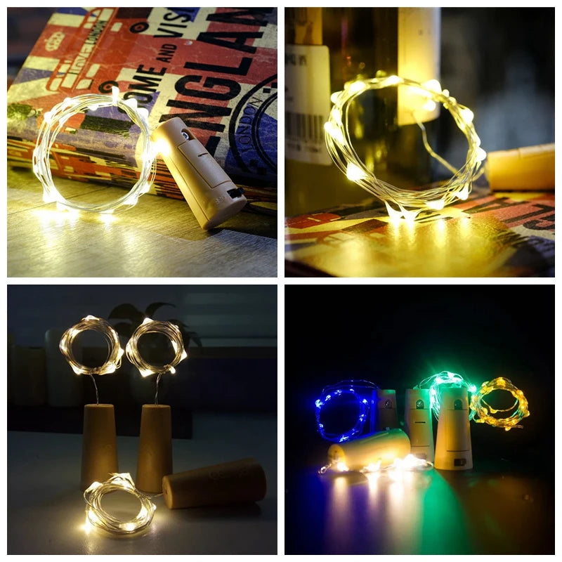Bar LED wine bottle cork string lights holiday decoration garland wine bottle fairy lights Christmas copper wire string lights
