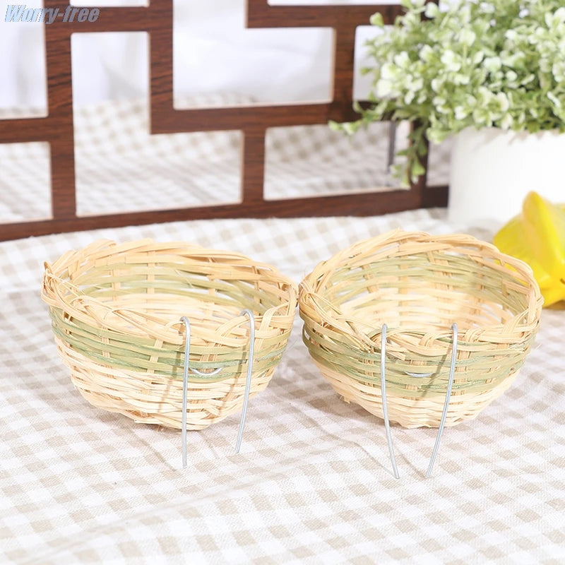 6Pcs Handmade Bamboo Bird Breeding Nest Bed for Budgie Parakeet Cockatiel Parakeet Conure Canary Finch Lovebird and Small Parrot