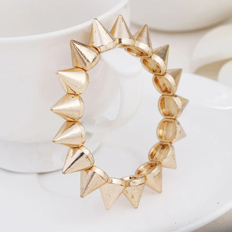 Spikes Elastic Bracelet Stretch Rivets Punk Style Bangle Bracelet Hip Hop Party Fashion Jewelry For Ladies Metal Alloy