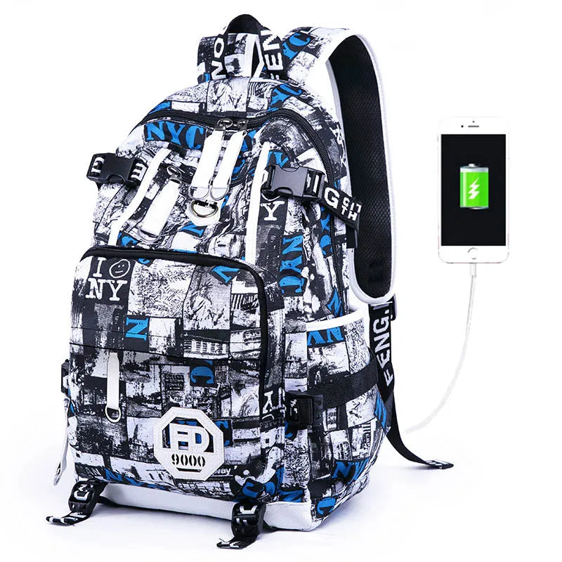 Teenage Boys Backpack High Middle School Students Bookbag Outdoor Daypack with USB Charge Port Big Student Laptop Backpack
