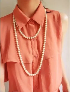 2024 New Fashion Women Jewelry Pearl Bead Necklace Long Sweater Chain Necklace For Women Dress Accessories Gift For Girl Mother