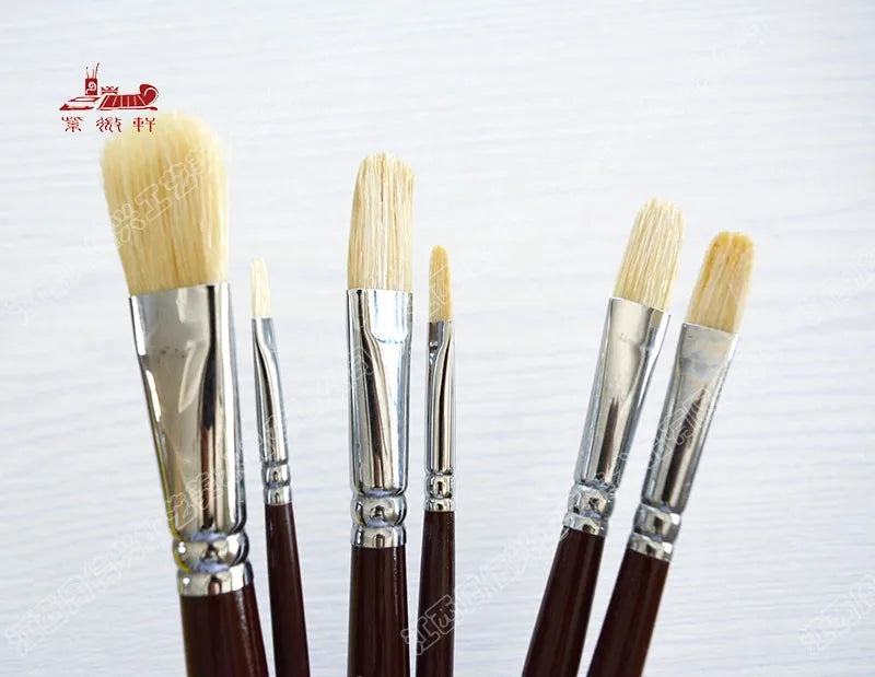 6Pcs/Set pig bristle Paintbrush Set Acrylic paints Oil Paint brush water color brush artist Supplies Professional Art Supplies
