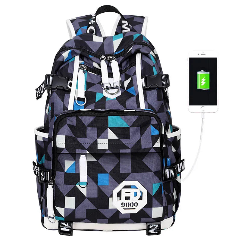 Teenage Boys Backpack High Middle School Students Bookbag Outdoor Daypack with USB Charge Port Big Student Laptop Backpack
