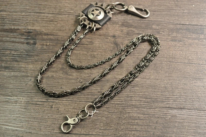 Women Men's Motorcyle Keychain Belt Chains Rock Punk Double chain Cowboy Cowgirls Pants Trousers Chain Biker Wallet Accessories