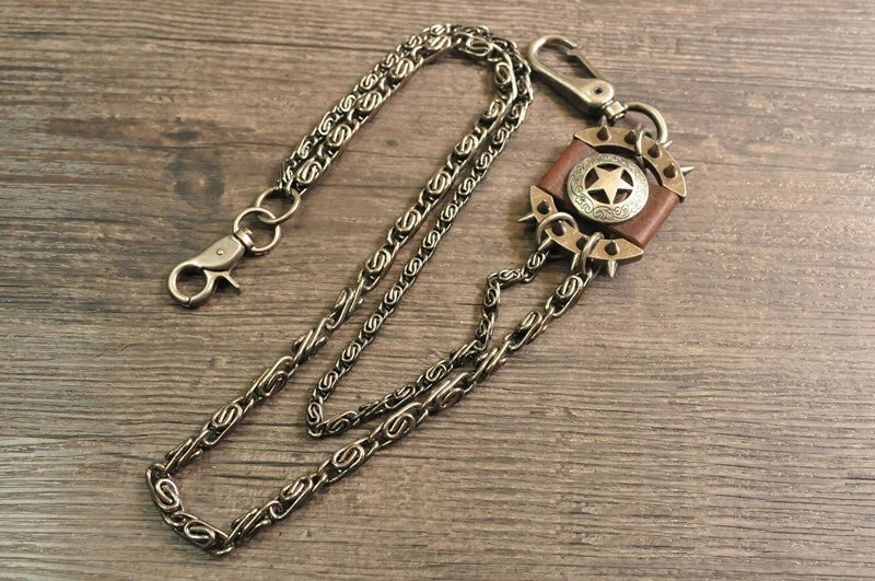 Women Men's Motorcyle Keychain Belt Chains Rock Punk Double chain Cowboy Cowgirls Pants Trousers Chain Biker Wallet Accessories