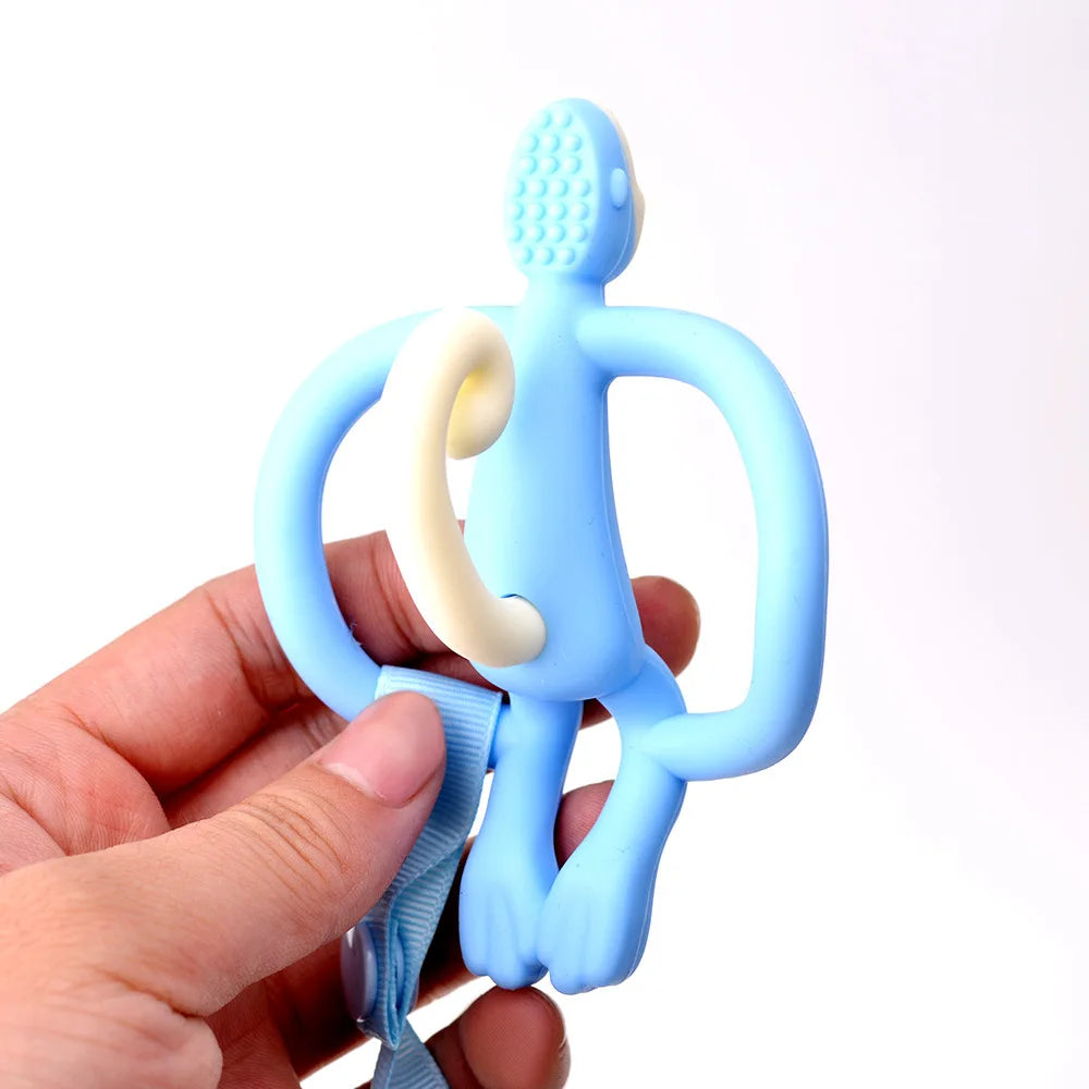 1pcs Baby Teether Soft Silicone Cute Funny Cartoon Monkey Toddler Molar Pain Relief Tool Kids Toy Food Grade