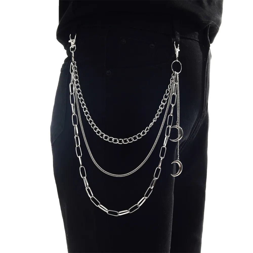 Moon Pendants Chain On The Jeans Pants Women Keychains for Men Unisex Egirl Eboy Harajuku Goth Aesthetic Accessories