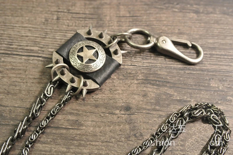Women Men's Motorcyle Keychain Belt Chains Rock Punk Double chain Cowboy Cowgirls Pants Trousers Chain Biker Wallet Accessories