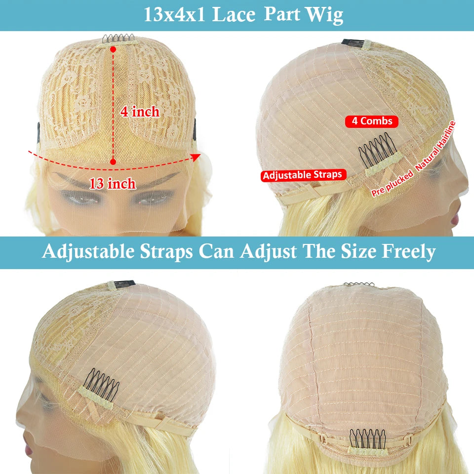 Ombre Colored Wig Straight Short Bob Human Hair Wigs For Women Brazilian Remy Transparent Lace Part Pre Plucked With Baby Hair