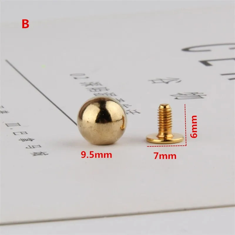 All Kinds of Gold Metal Screwback Cone Studs Bullet Spike Stud Punk Bag Belt Shoes Clothes Leathercraft Cone Rivet DIY