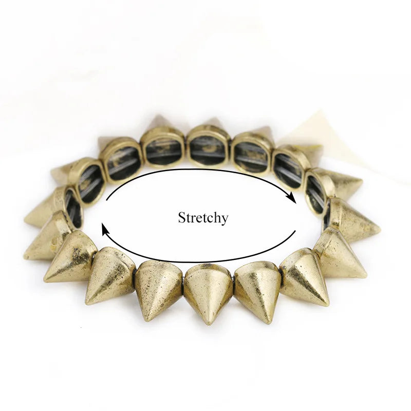 Spikes Elastic Bracelet Stretch Rivets Punk Style Bangle Bracelet Hip Hop Party Fashion Jewelry For Ladies Metal Alloy