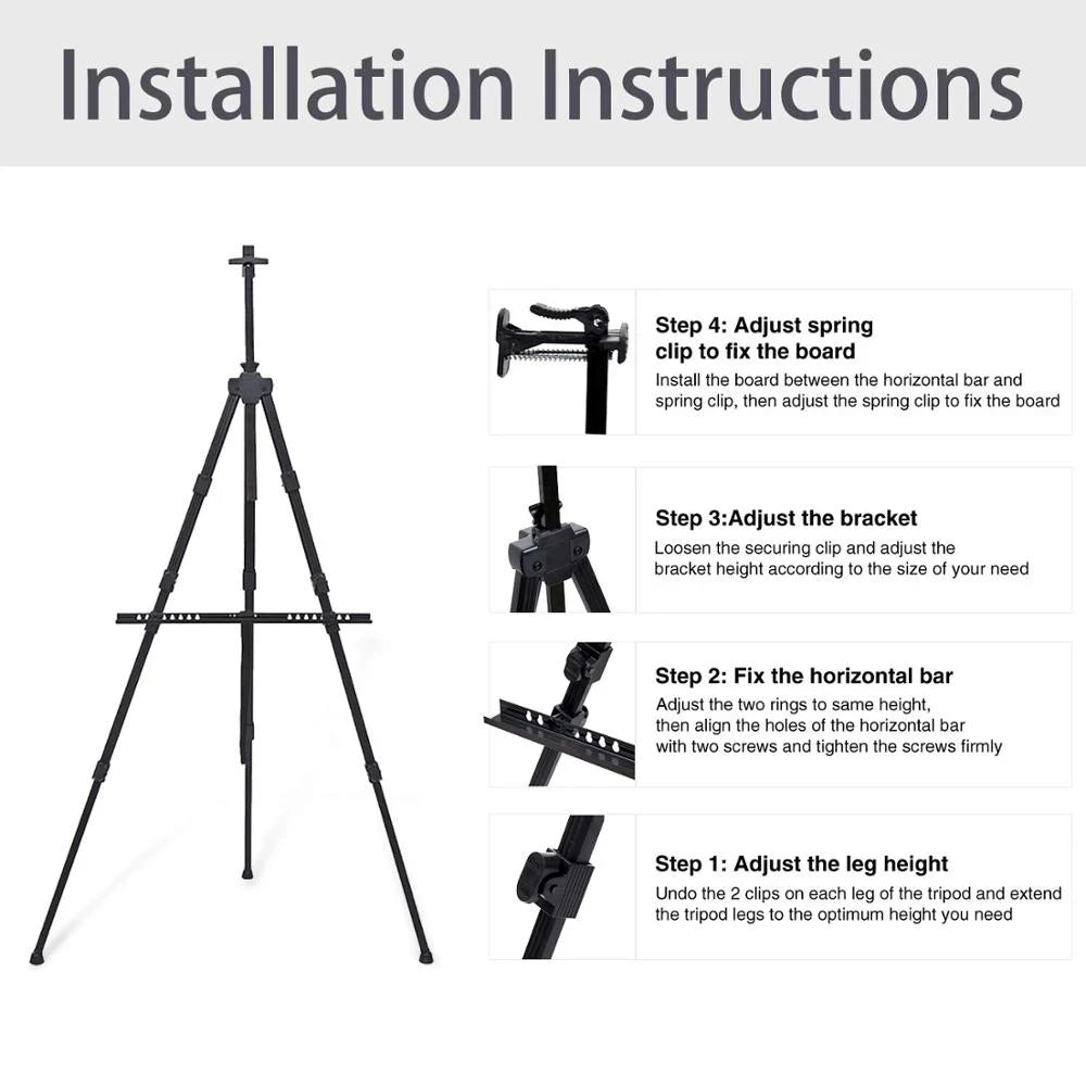 Portable Adjustable Metal Sketch Easel Stand Foldable Travel Easel Aluminum Alloy Easel Sketch Drawing For Artist Art Supplies