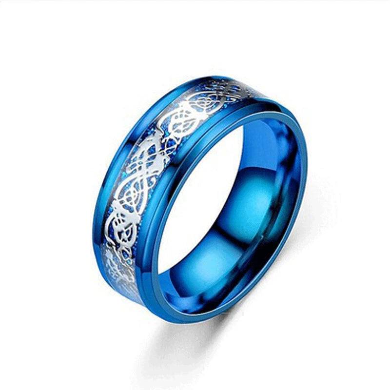 MixMax 20pcs Stainless Steel Rings for Men Women Fashion Jewelry Mix Colors Dragon Pattern Party Gifts Wholesale Lot