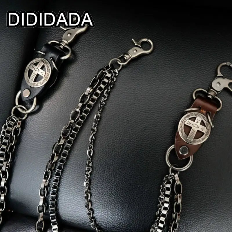 Women Men's Motorcyle Keychain Belt Chains Rock Punk Double chain Cowboy Cowgirls Pants Trousers Chain Biker Wallet Accessories