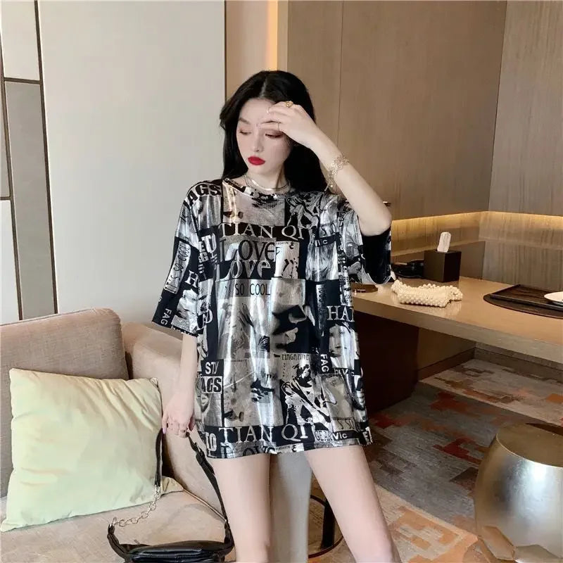 Summer Outfit Female Top Short Sleeve Women's T-shirt 2025 High Quality Y2k Fashion Korea Korean Style Popular Clothes Clothing