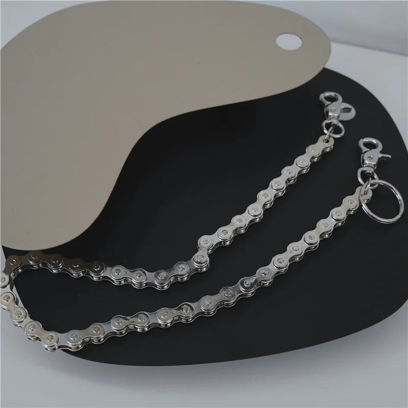 Punk Rock Unique Metal Minimalist Bicycle Chain Keychains for Men Women Trendy Hip Hop Waist Pants Chain Jeans Skirt Jewelry New