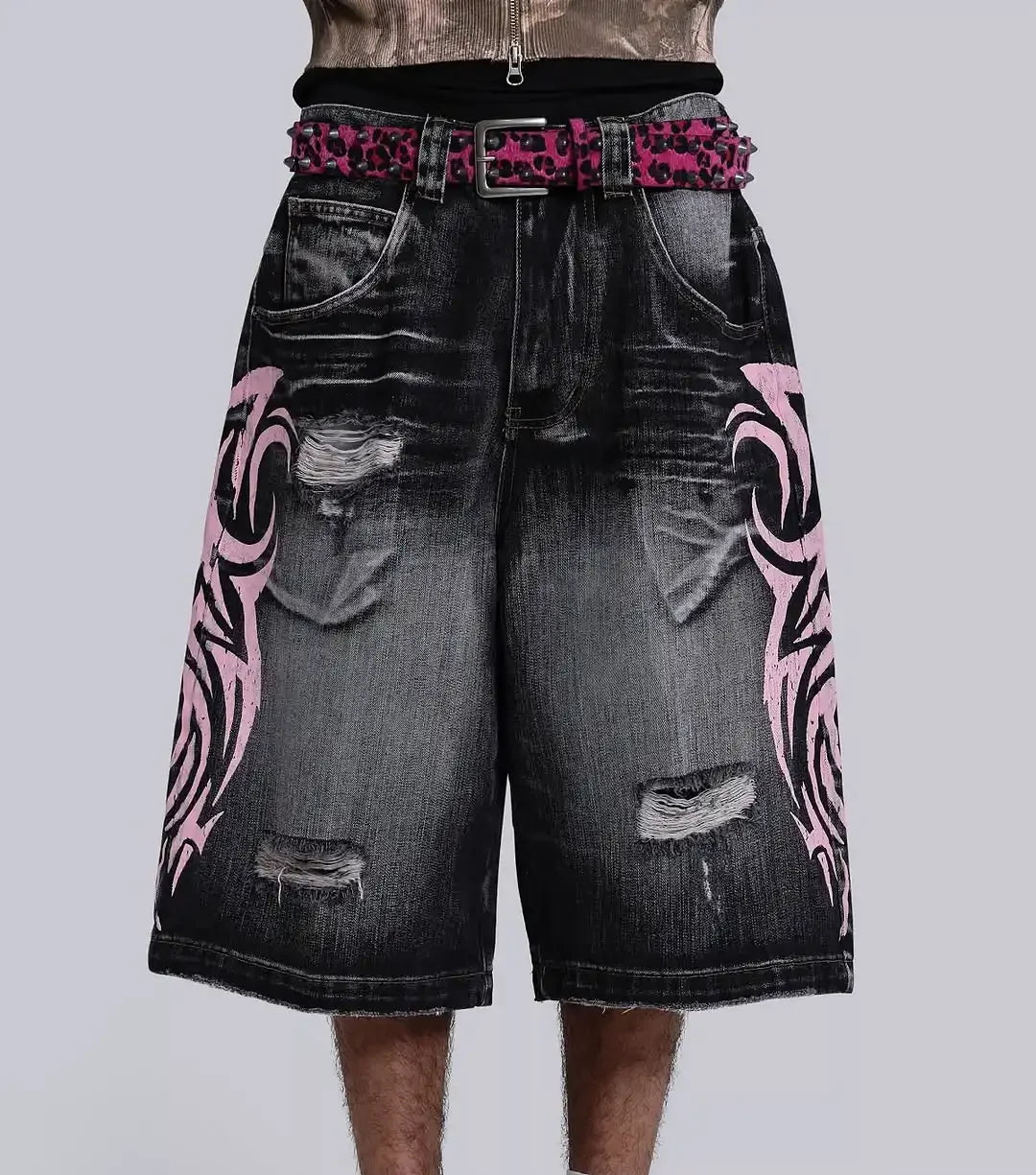 Streetwear Y2K Popular Denim Shorts Tassels Design Vintage Shorts Man Hip Hop Fashion Harajuku Punk High Waist Wide Leg Pants