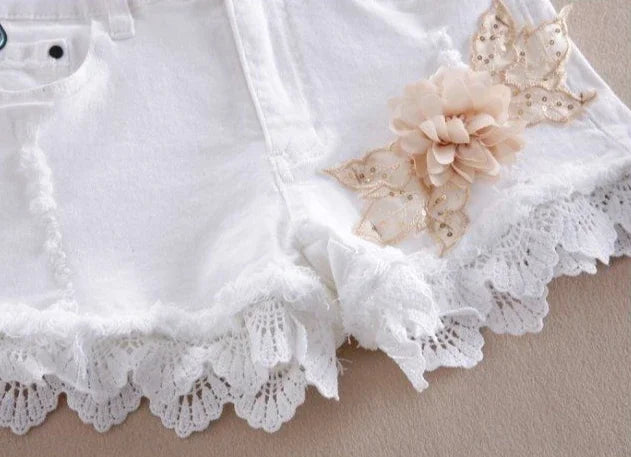 Denim Shorts for Women High Waist Flowers Short Jean Pants Woman To Wear 2000s Clothes Y2k 2025 Classic Casual Fashion Clothing