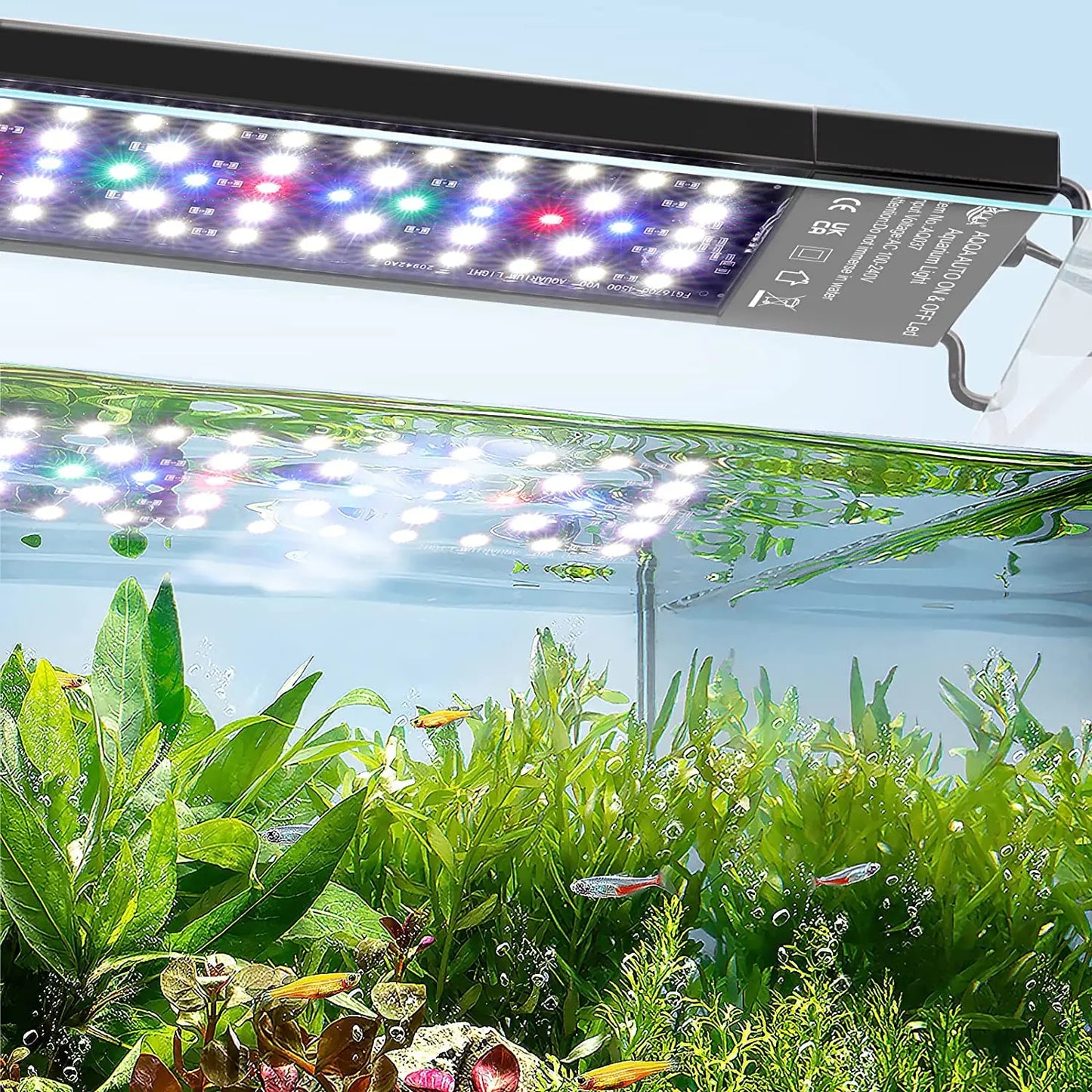 60-105cm WRGB LEDs Aquarium Lighting with Timer 24/7 Aquatic Plant Light Extensible Waterproof Clip On Lamp for Fish Tank