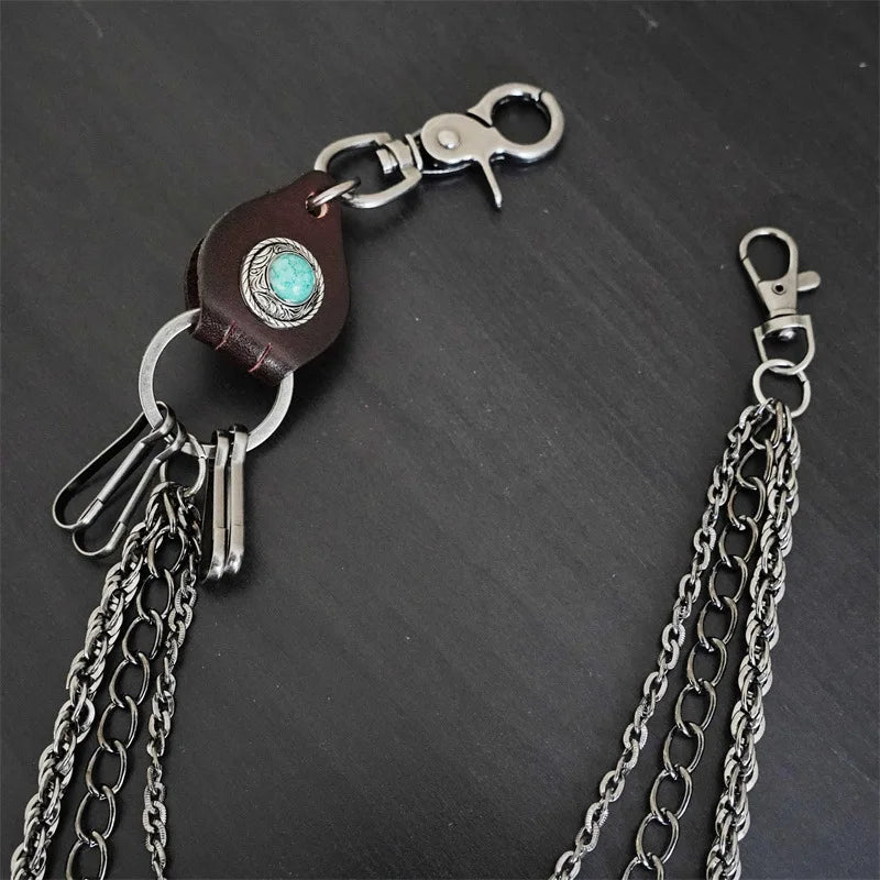 Hip Hop Punk Leather Skull Metal Casual Wild Pants Chain Wallet Chain Key Chain Men's Waist Chain