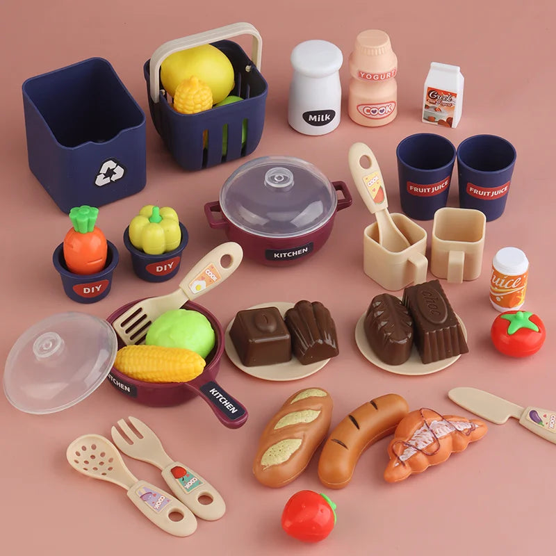 Children's 41cm large Size Cooking Kitchen Toy Play Home Kitchenware Set Simulation Sound Spray Girl Food Toys Birthday Gifts