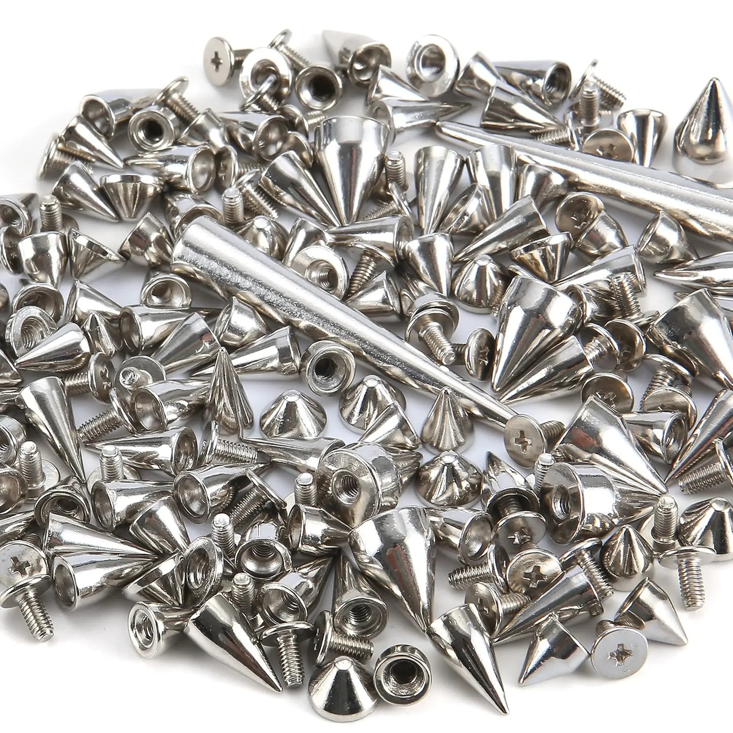 Multiple Sizes Cone Spikes Screwback Studs Rivets Metal Tree Spikes Studs Punk Style Clothing Accessories DIY Craft Decoration
