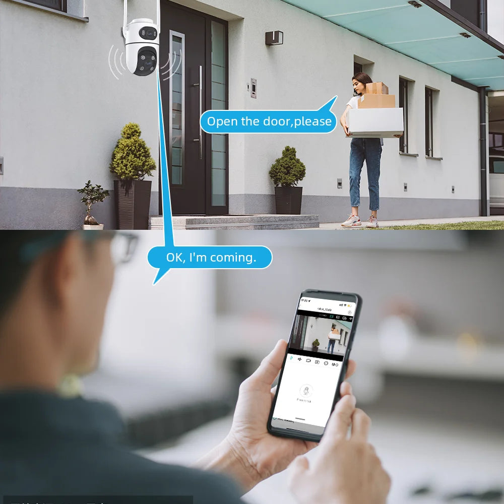4K 8MP Dual Lens Wifi Surveillance Camera 4X Digital Zoom AI Human Detect ONVIF Wireless Outdoor Security PTZ IP Cameras