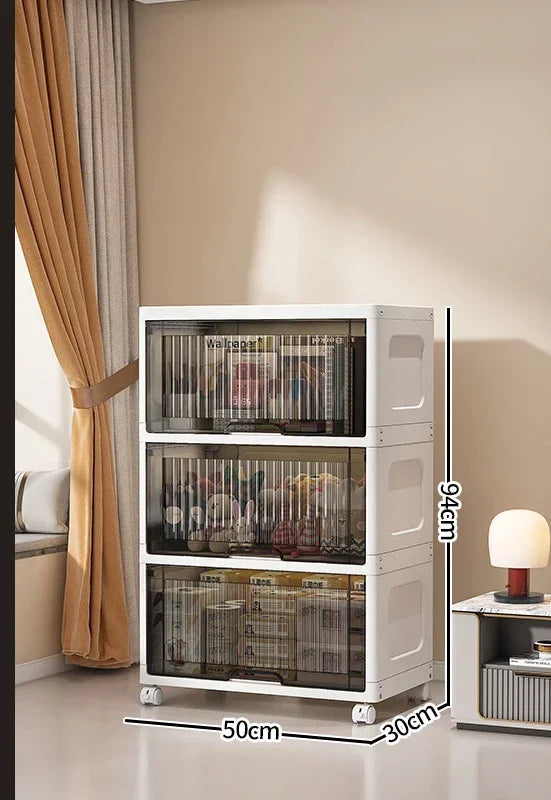 Flip Storage Cabinet Living Room Snack Storage Rack Bedroom Multi-Layer Storage Shelf Multi-Functional Storage Bins Shoe Boxes