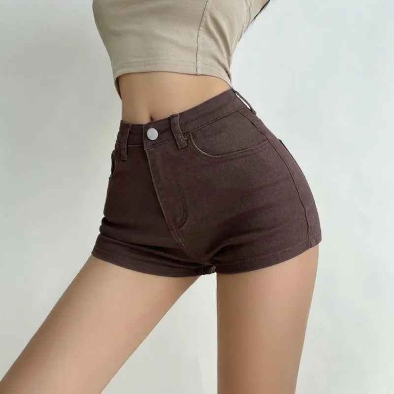 Female Short Jeans Pants Retro Brown Women's Denim Shorts Wholesale Streetwear Harajuku Fashion Outfits Youthful Comfy Hot Jorts