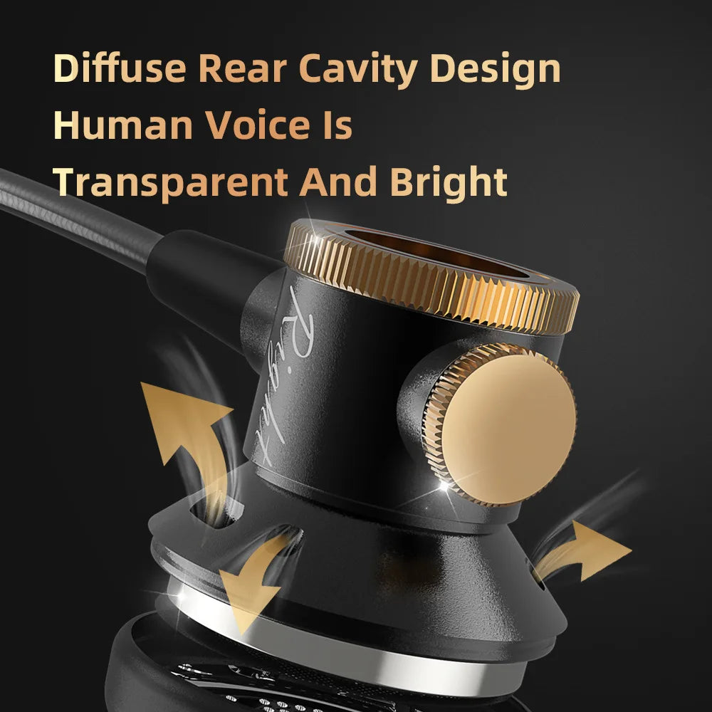 D08 Metal HiFi Headphones Flat Head Earphone with Microphone Wired Clear Sound Bass Headset for Gym Sports Running Music Game