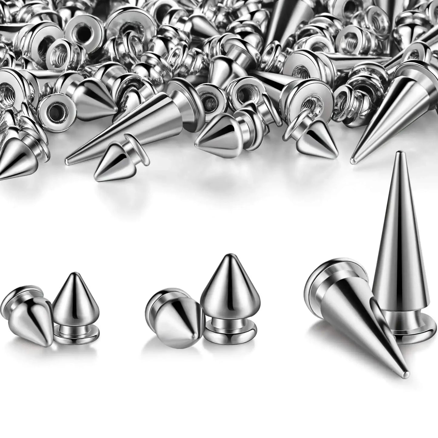 Multiple Sizes Cone Spikes Screwback Studs Rivets Metal Tree Spikes Studs Punk Style Clothing Accessories DIY Craft Decoration