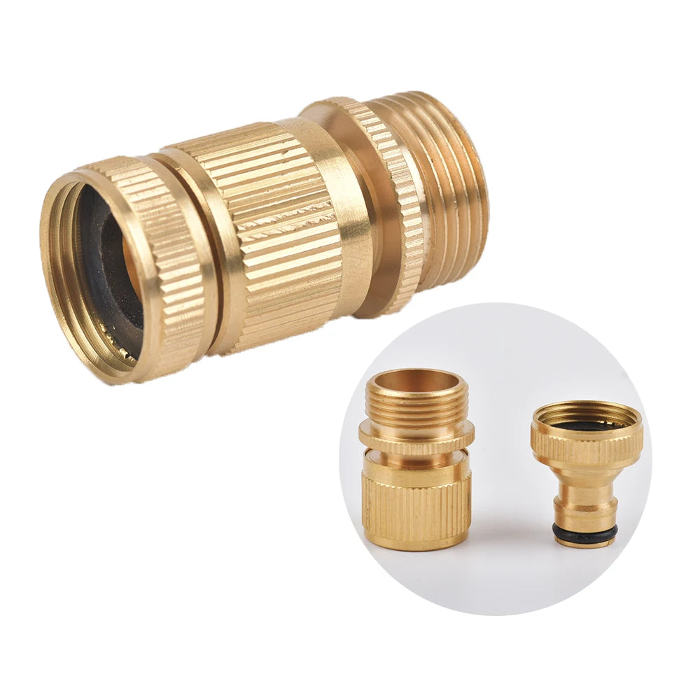 Garden Hose Connectors 1/2 3/4" Thread Quick Connector Brass Faucet Adapters Pipe Hose Repair Fittings Water Tap Adapter 1Pc