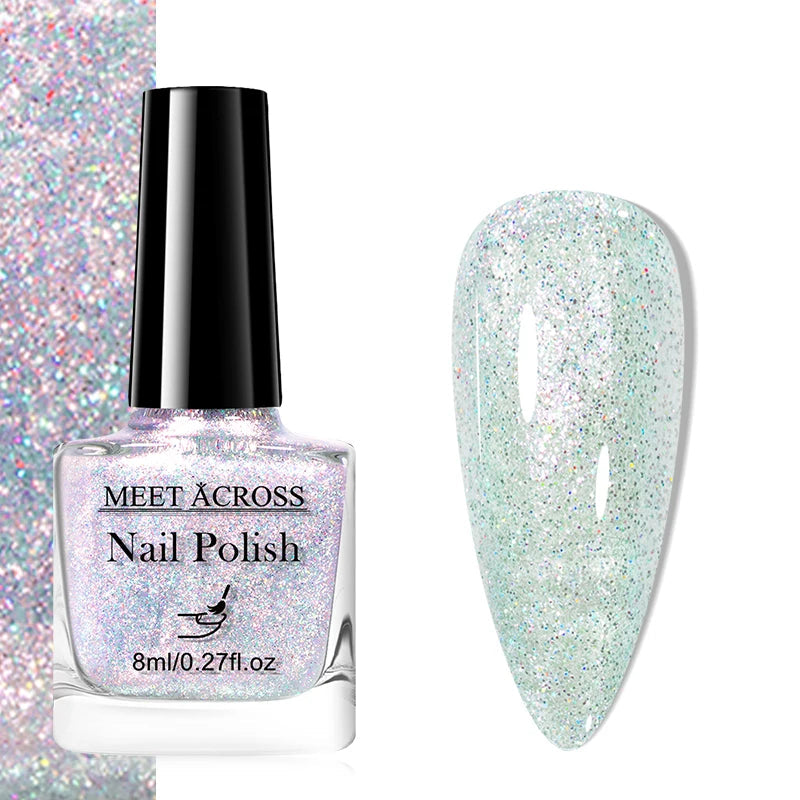 MEET ACROSS 8ml Pink White Nude Water-Based Peel Off Nail Polish Glass Bottle Nail Art Polish DIY Design No Need Lamp