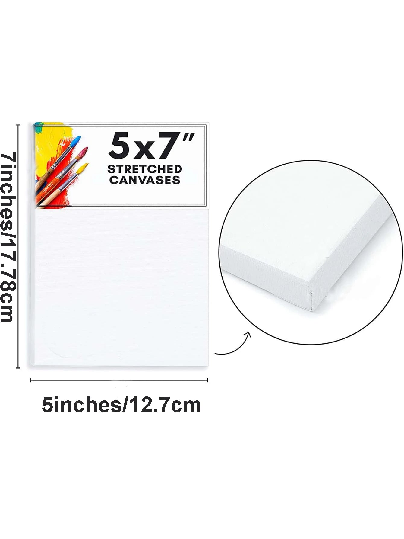 Bview Art 1pcs 100% Cotton 5x7inches Stretched Canvas for Painting, Acrylic Pouring, Oil Paint Dry & Wet Art Media