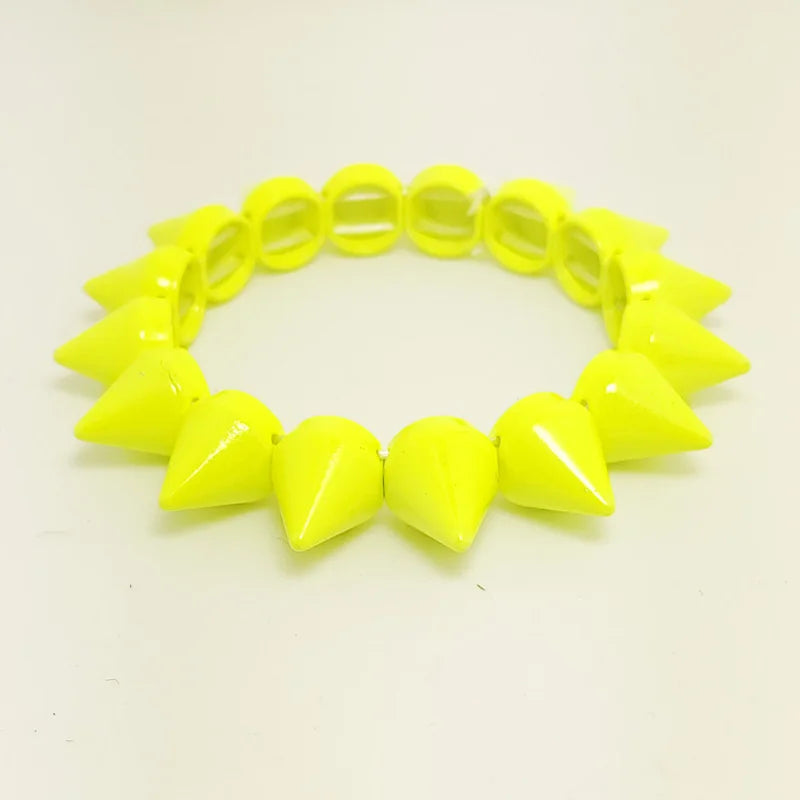 Spikes Elastic Bracelet Stretch Rivets Punk Style Bangle Bracelet Hip Hop Party Fashion Jewelry For Ladies Metal Alloy