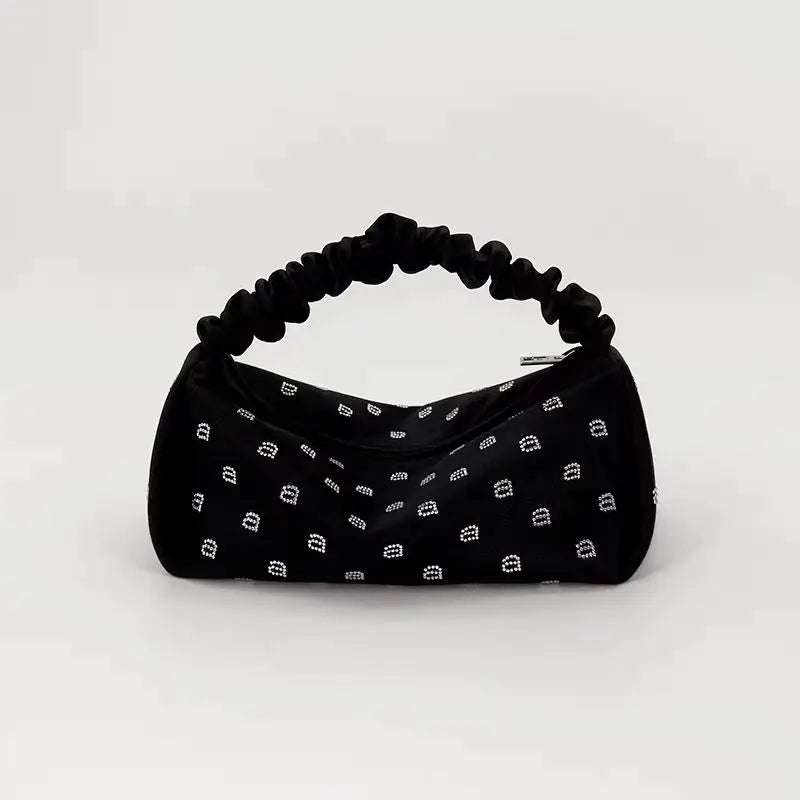 New Satin Diamond Letter AW Wang Chain One Shoulder Crossbody Bag Women's Tote Dumpling Bag Cosmetic Bag Shopping Bag Wallet