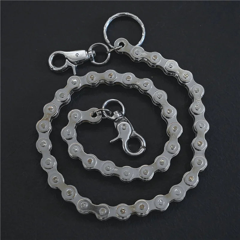 Punk Rock Unique Metal Minimalist Bicycle Chain Keychains for Men Women Trendy Hip Hop Waist Pants Chain Jeans Skirt Jewelry New