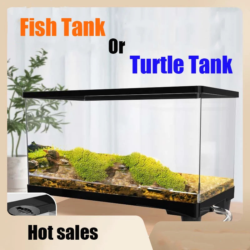 Fish Tank Ecologic Aquarium Turtle Tank Lighting Filter Amphibians Open Breeding Box Bottom Drainage Watertank Ecosystem