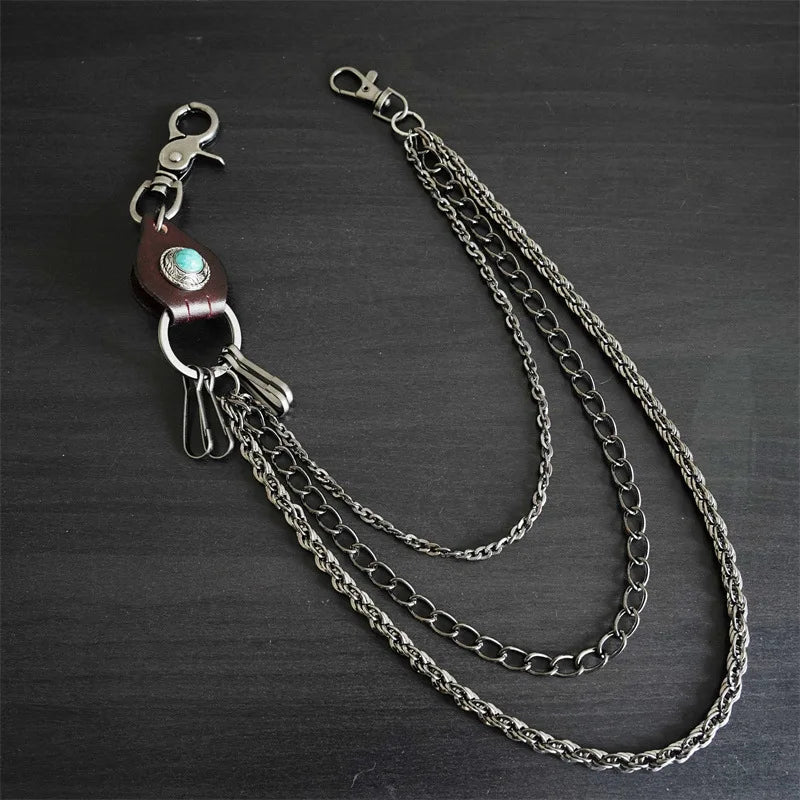 Hip Hop Punk Leather Skull Metal Casual Wild Pants Chain Wallet Chain Key Chain Men's Waist Chain
