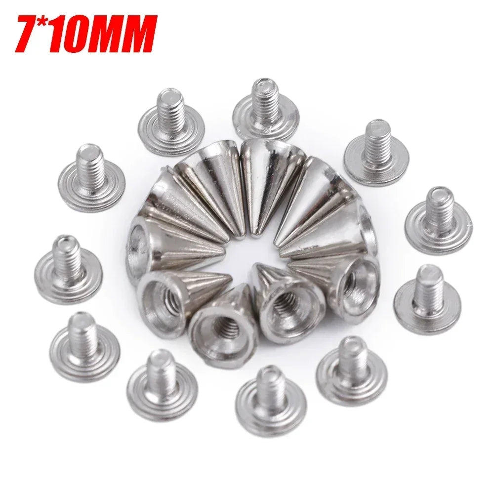 Multiple Sizes Cone Spikes Screwback Studs Rivets Metal Tree Spikes Studs Punk Style Clothing Accessories DIY Craft Decoration