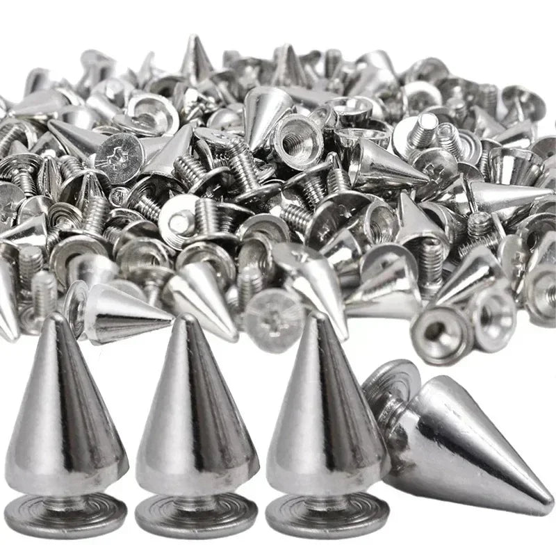 Multiple Sizes Cone Spikes Screwback Studs Rivets Metal Tree Spikes Studs Punk Style Clothing Accessories DIY Craft Decoration