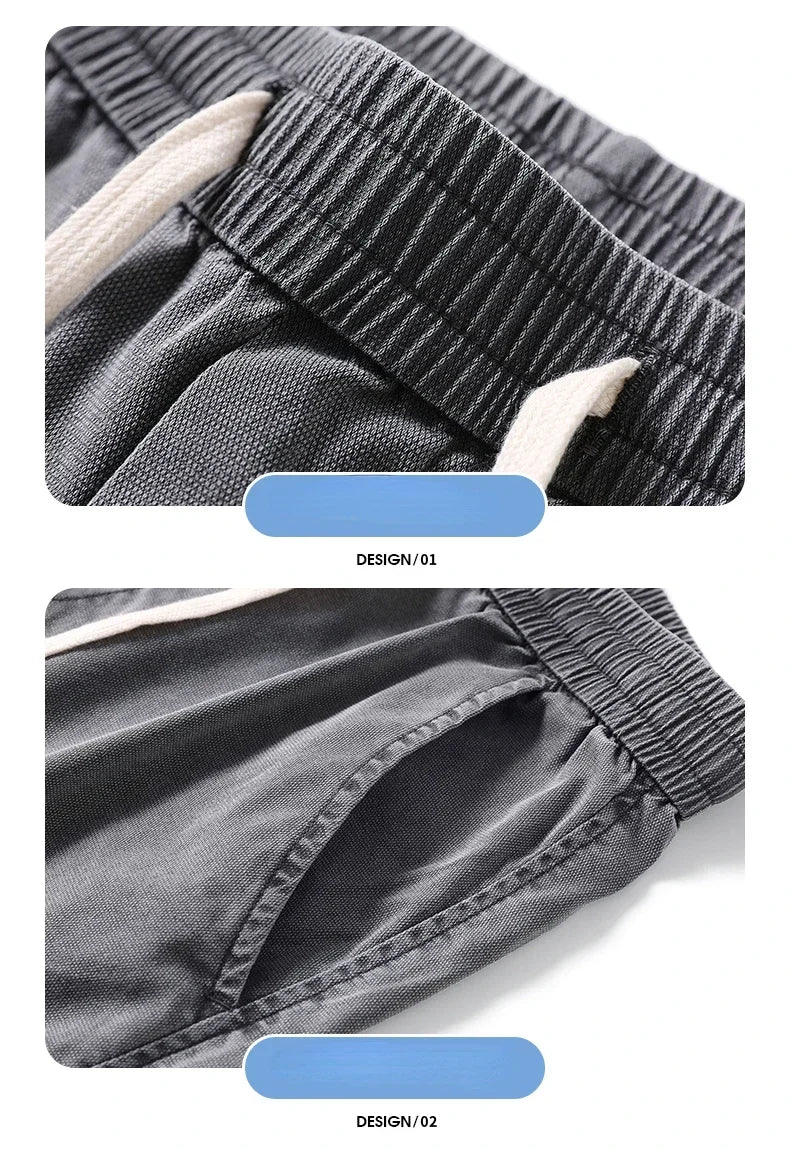 Soft Cosy Lyocell Thin Men's Denim Shorts Summer Clothes Loose Pants Drawstring Elastic Waist Korea Casual Short Plus Size M-5XL