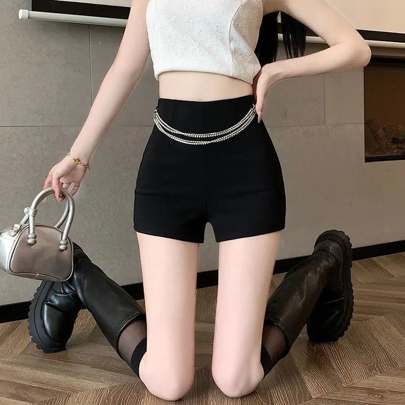 Black Tight Female Short Pants Summer Casual Elasticty 2000s Clothes Y2k Fashion Clothing New In Sexy Women's High Waist Shorts