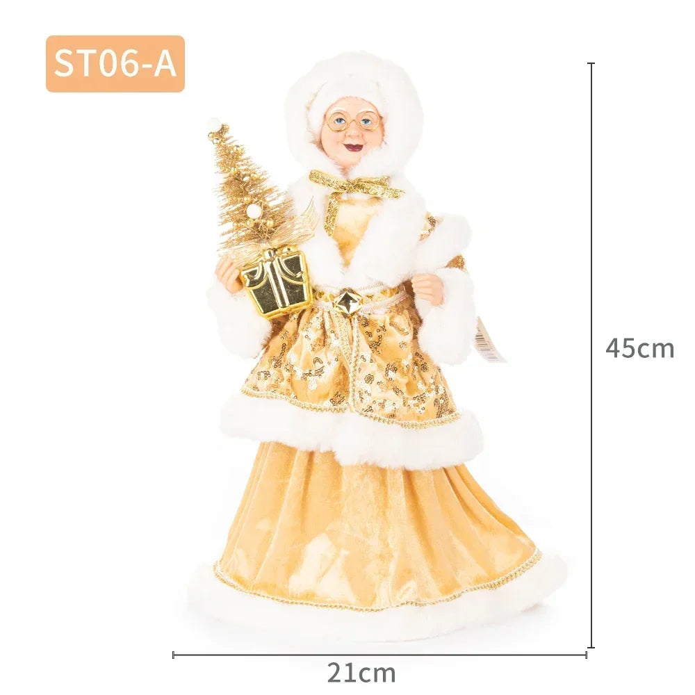 Santa Claus Granny Doll 50cm Standing Santa Claus Ornament Christmas Scene Doll Decoration 2024 Christmas Gift For Children